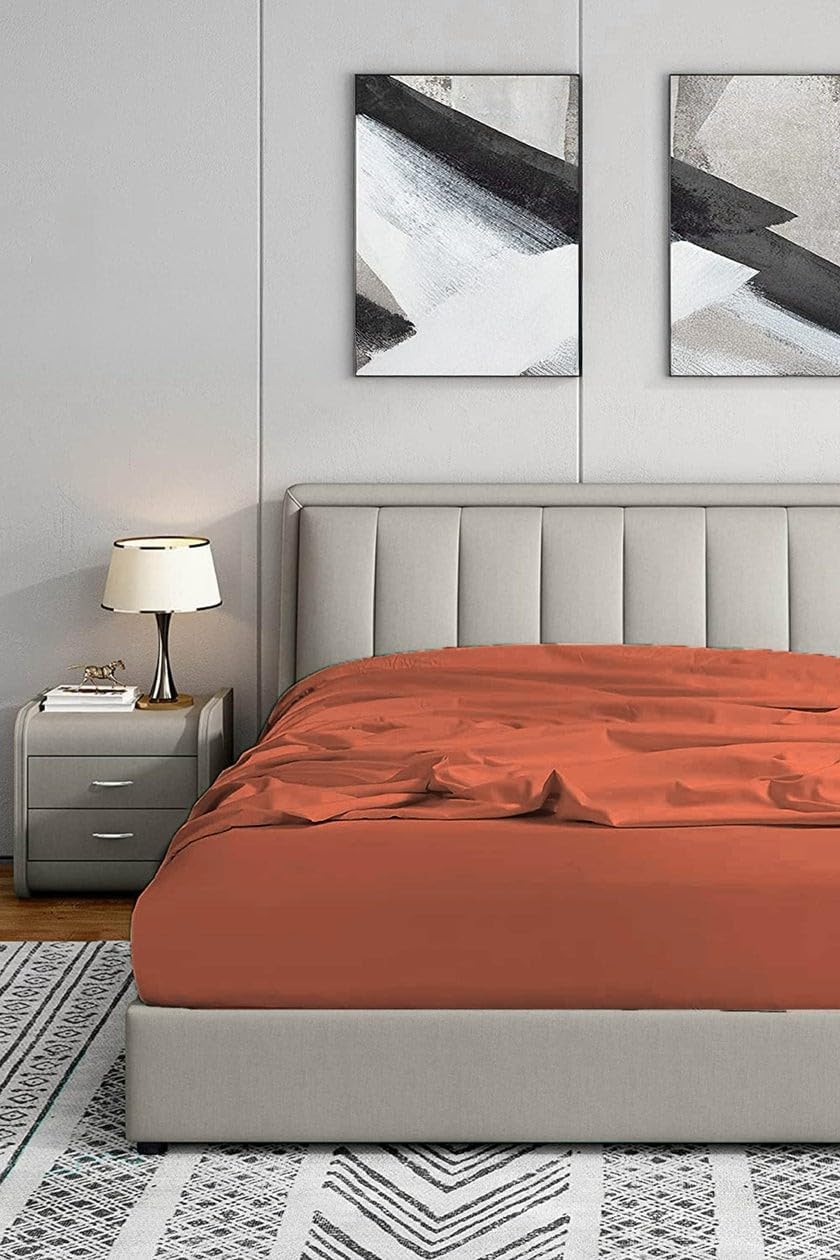 Soley | Jersey |%100 Doğal Pamuklu Çift Kişilik 160 x 200 Lastikli Çarşaf Kiremit