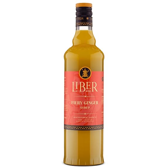 Liber & Co. Fiery Ginger Syrup - Made with 50% Organic Peruvian Ginger Juice - Perfect for Moscow Mules, Dark 'N Stormies, Sodas - Makes 50 Drinks (25.4 oz)