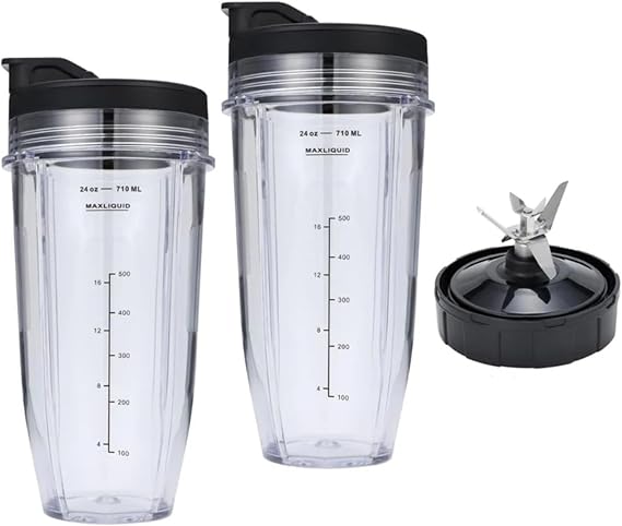 Replacement Blender Cups Compatible For Ninja BN801-24 Oz Cups With 7 Fins Parts A6HB