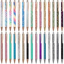Zonon 30 Pcs Glitter Ballpoint Pens for Woman Fancy Shiny Ballpoint Pens Metal Retractable Ballpoint Pens Black Ink Medium Point 1.0 mm Click Ball Pen for Office Supply