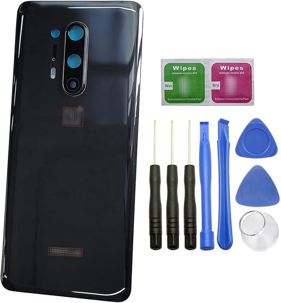 ubrokeifixit for OnePlus 8 Pro Rear Panel Back Glass Door Cover Replacement for OnePlus 8 Pro 5G 6.78"(NOT for OnePlus 8 6.55",NOT for OnePlus 8T 6.55") (1+8 Pro 6.78"/Black/Camera Lens)