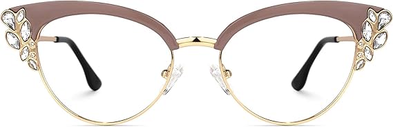 Zeelool Women's Trendy Rhinestone Oversized Cat Eye Blue Light Blocking Glasses Hearn VFX0060