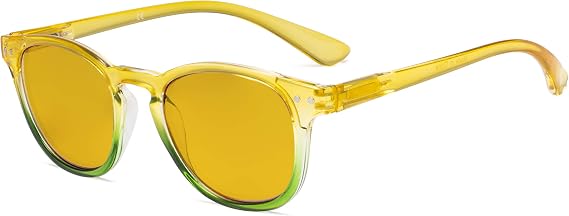 Eyekepper Ladies Blue Light Blocking Reading Glasses with Amber Tinted Filter Lens - Gradient Frame Computer Readers Women - Yellow-Green Frame +3.00