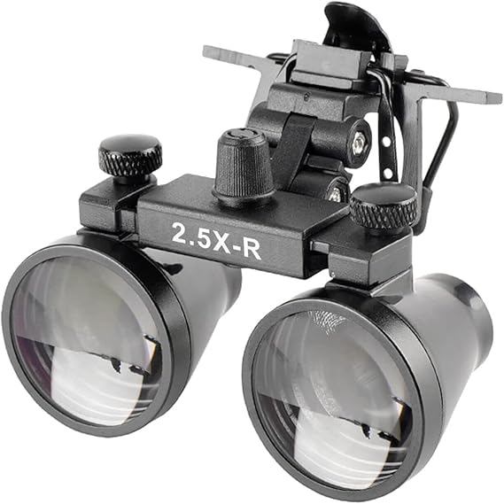 2.5X Binocular Loupes Magnifying Glasses Loupe with Metal Clip on Adjustable (2.5X-R)