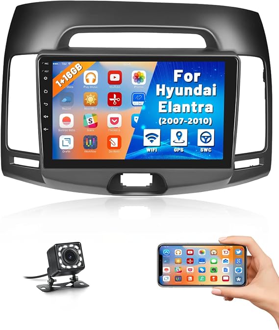 Android Car Stereo for 2007-2010 Elantra Radio,Andriod 10.1 Car Audio Receiver 9 Inch Touch Screen with Mirror Link Bluetooth GPS Navigation WiFi Backup Camera External Mic