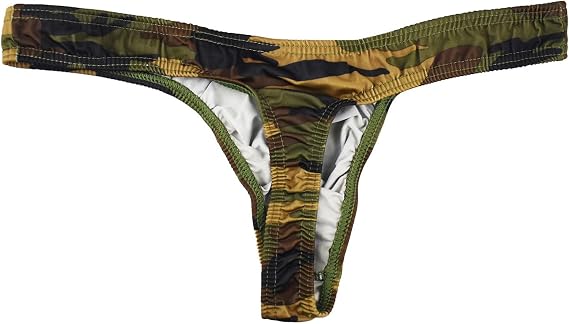 Mens Camouflage Printed Thong Panties T-back Underwear Gay Sexy Bugle Convex Briefs