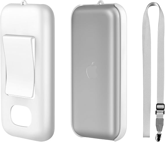 AMAZEAR Battery Holder Compatible with Apple Vision Pro, Portable Accessories Battery Case for Vision Pro with Belt Clip and Cross-Body Strap, Apple VR Headset Power Pack Protective Cover, White