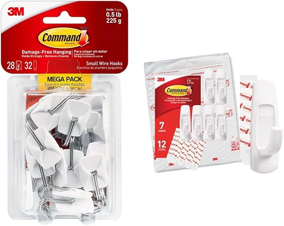 Command Small Wire Toggle Hooks Large Utility Hooks | Damage Free Hanging Wall Hooks Bundle