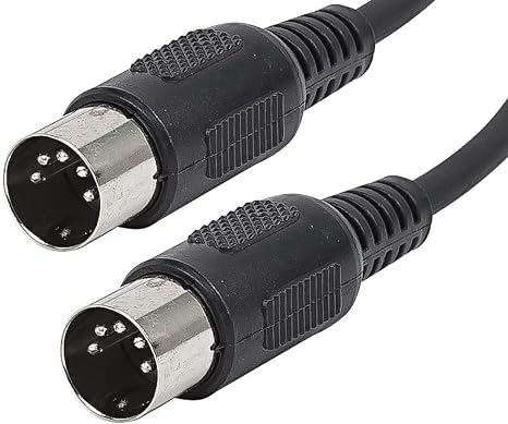C&E 3 Feet (ft) MIDI Cable with 5 Pin DIN Connector, Black