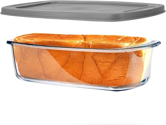 Jambear Glass Loaf Pans for Baking Bread with Lids 1 Set - 1.9 Qt Glass Loaf Pan | Oven, Dishwasher, Fridge, Freezer & Microwave Safe, Bread Pan Suit for Lasagna, Meatloaf, Banana
