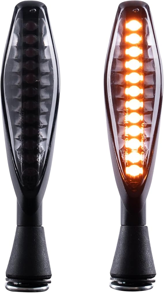 LED Sequential Turn Signal for Motorcycle Front & Rear Scooter Blinkers Indicator Flowing Amber E-mark Waterproof Universal 12V (Smoke)