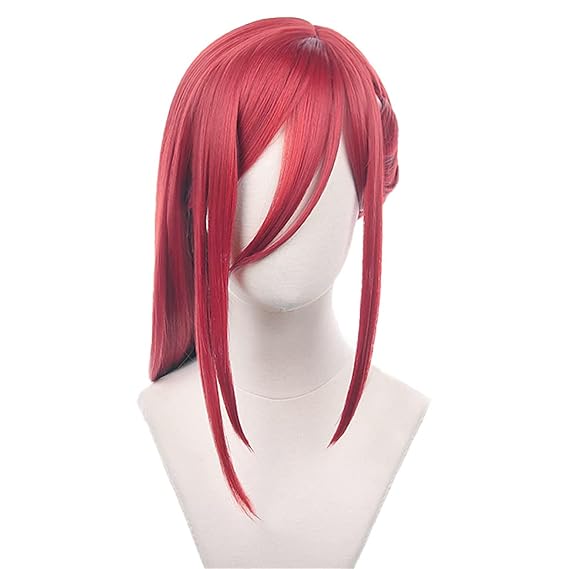 AwwwCos Cosplay Red Wig with Side Braid Hair Cap Halloween for Women Costume