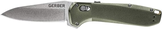 Gerber Gear Highbrow Plain Edge Drop Point Assisted Opening Knife [31-003676], Sage