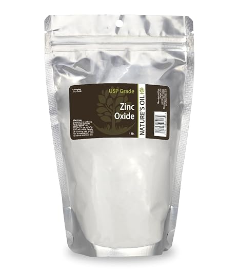 Natures Oil Zinc Oxide Powder USP Grade - Bulk Cosmetic Ingredient - 99.99% Pure Natural Mineral for Skincare, Sunscreen, Soap Making, DIY Beauty (1 LB)