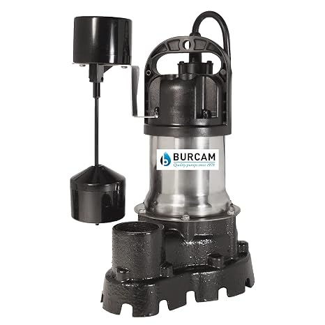 Bur-Cam 300526 1/2HP Heavy Duty Submersible Sump Effluent Pump, Vertical Switch