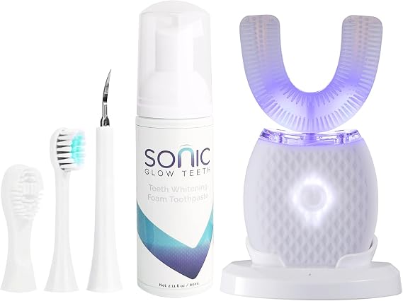 Adult Ultrasonic Automatic Toothbrush Waterproof Travel Timer White