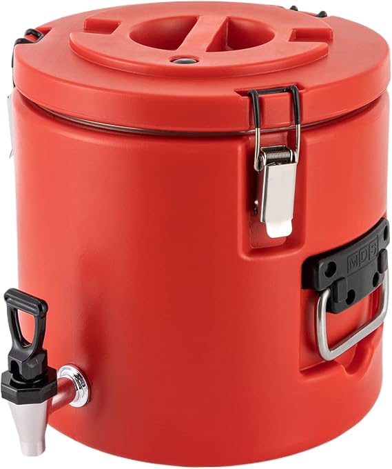 Insulated Beverage Dispenser/Server Insulated Thermal Hot and Cold Beverage Dispenser 15 Liter/3.9gal Drink Dispenser with Faucet for Hot Tea & Coffee, Cold Milk, Juice, Red