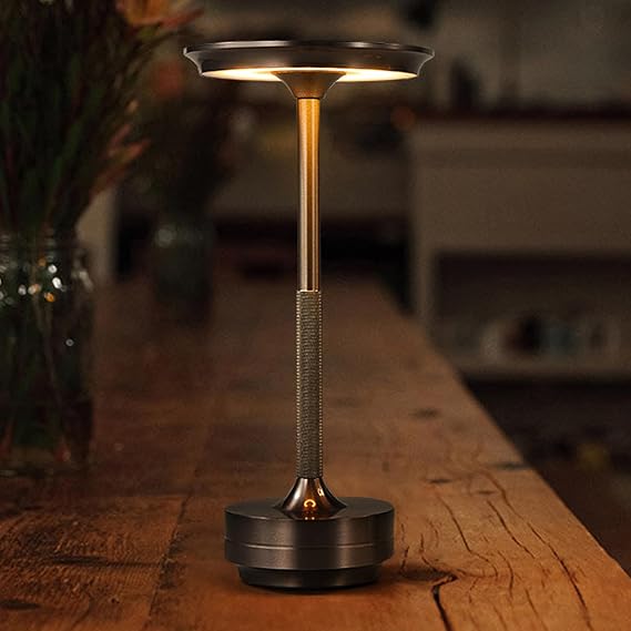 Table Lamp, Stylish, Indirect Lighting, Retro, Cordless, Nordic, Touch Sensor, Bedside Light, Bedroom, Tabletop, Electric Stand, Table Light, Antique, 3 Tone Settings, Stepless Dimming, Night Light