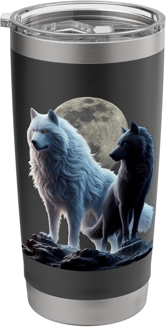 dire wolf white wolf and black wolf Aenocyon dirus dire wolf Stainless Steel Insulated Tumbler
