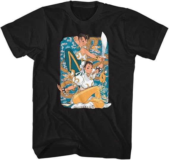Street Fighter - Mens Dual Chun Li T-Shirt, Size:XX-Large, Black