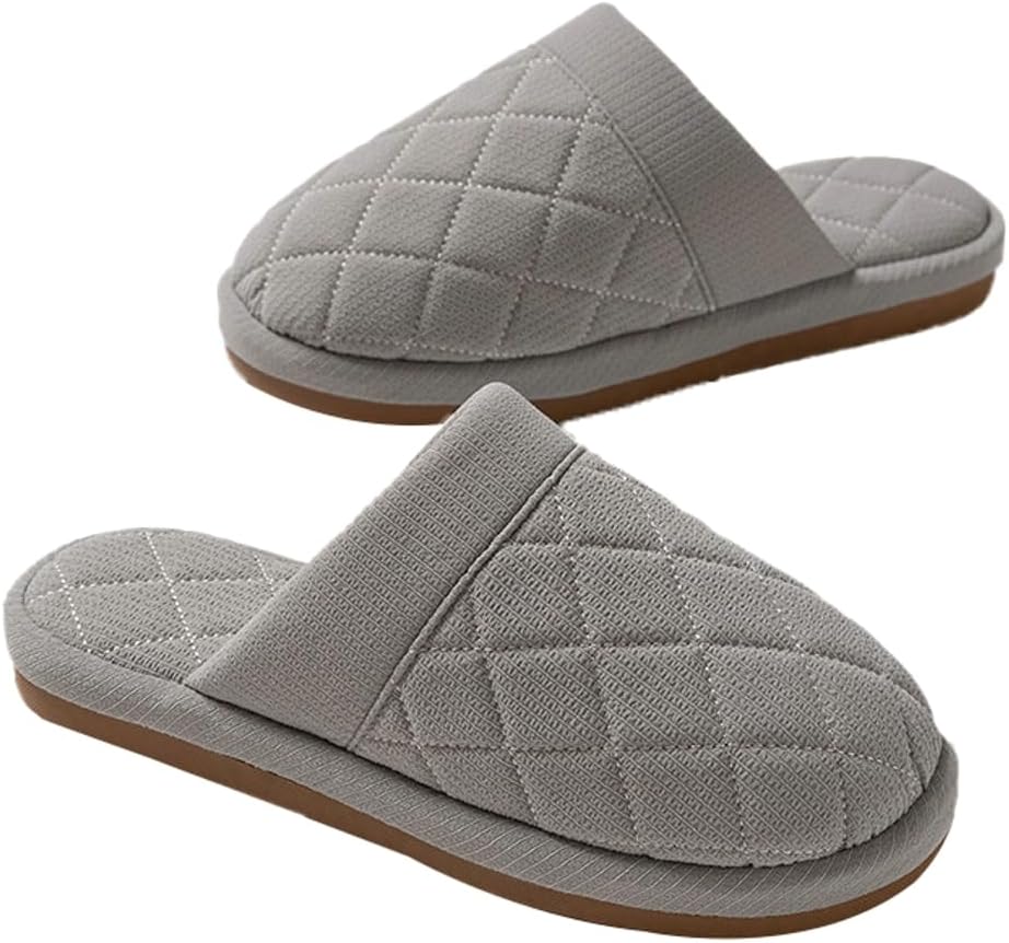 Rungion Women Mens House Checkered Slippers Plaid Memory Foam Non-Slip Indoor Outdoor Slides Casual Soft House Shoes