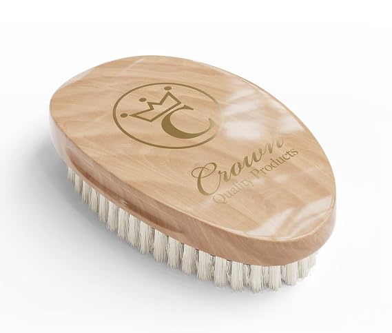 CQP Medium Firm Premium Curved Mixed Boar Bristle Hairbrush (Light Oak) | Real Wood, Indented Grips, Extra Long Bristles, Original Cuved Wave Brush by Crown Quality Products