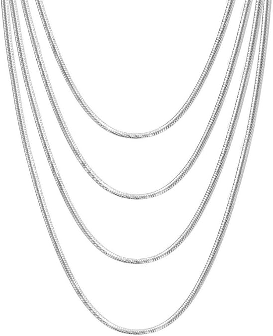 VNOX Stainless Steel 1mm-4mm Round Snake Chain Necklace for Women Girl