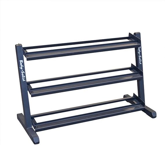 Body Solid (GDR48) 3-Tier Dumbbell Rack - Heavy-Duty 48inch Wide Weight Stand for 5-55 lb. Dumbbells Set, Home Gym Storage Solution