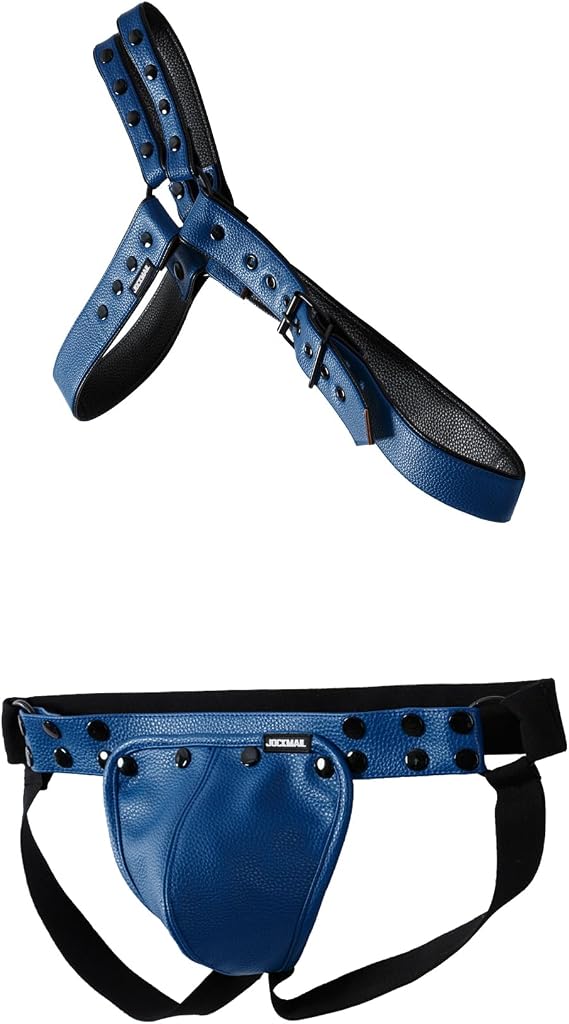 JOCKMAIL Jock straps for Men with Mens Leather Harness Set Men Jock strap with Removable Pouch Adjustable Jockstrap Harness