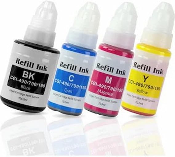 Canon Pixma G3410 GI-490 4 Colors Equivalent Ink Set - Black 135ML- Colors 70ML