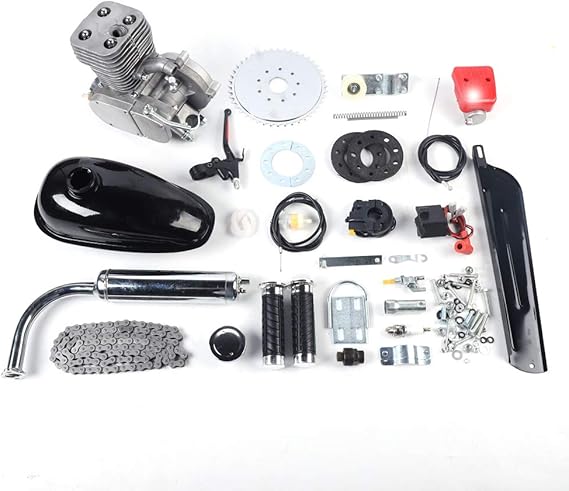 100cc Bicycle Engine Kit, 44 Tooth Sprocket Motorized 2 Stroke Bike Motor Kit Petrol Gas Motor Conversion Kit Air-Cooling Modified Full Set