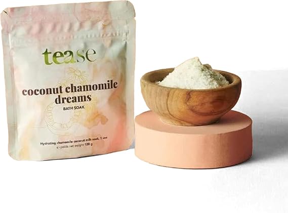 Tease Tea Chamomile Bath Salt - Coconut Chamomile Dreams Bath Soak, Hydrating and Moisturizing Bath Soak, Organic Bubble Bath for Women with Coconut Oil and Chamomile Oil