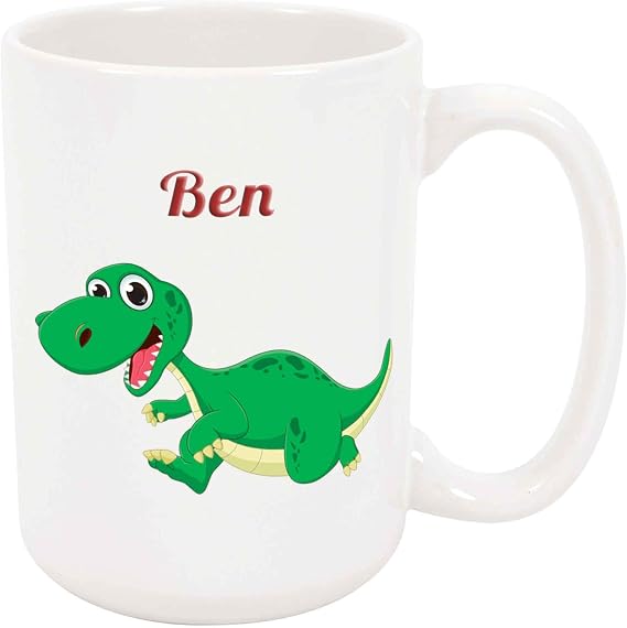 Ben Coffee Mug - Personalized Dinosaur Ceramic Cup with Name, 11 oz