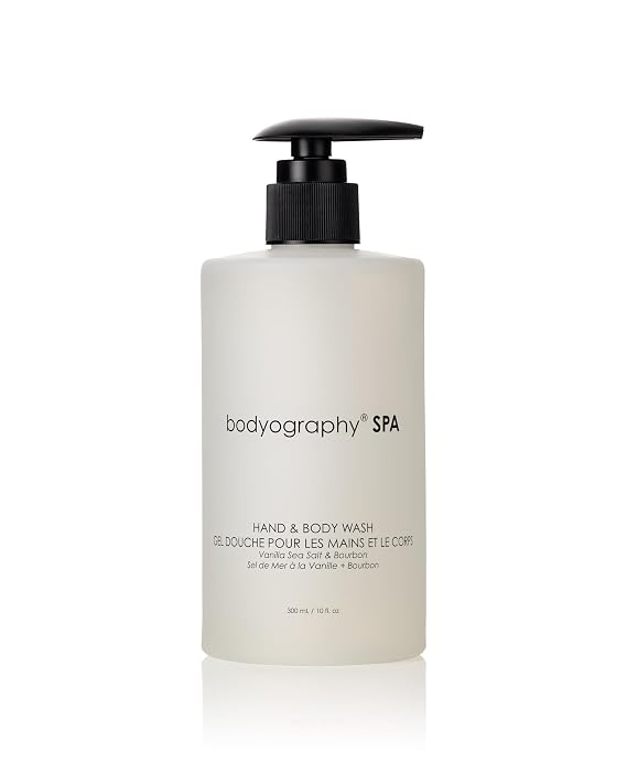 Bodyography Spa Hand & Body Wash Vanilla Sea Salt & Bourbon Fragrance 10 oz | Luxurious Vegan Cleanser & Bubble Bath | Hydrating, Paraben-Free, Gluten-Free Daily Body Care