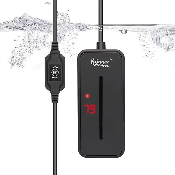 hygger Small Submersible Aquarium Heater 100W Mini Betta Fish Tank Heater with LED Display Adjustable Temperature for 10-20 Gallon Freshwater Saltwater Coral Reef Tanks
