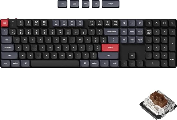 Keychron K5 Pro QMK/VIA Ultra-Slim Wireless Mechanical Keyboard, 108 Keys Custom Programmable Wired Keyboard with Low-Profile Gateron Brown Switch, White LED Backlit PBT Keycaps for Mac Windows Linux
