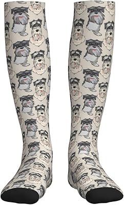 Cute Funny Schnauzer Dogs Compression Socks For Women Men Nurses Travel Knee High Light Compression Socks