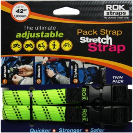 ROK Straps 12"-42" Adjustable Loop Strap 2PK Hi-Vis Green-2-Pk