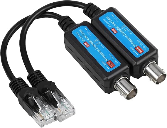 Coax Cable to Ethernet Adapter,1Pair 10/100Mbps 1CH Passive IP Network Coaxial Transmitter Receiver Extender for IP NVR Camera