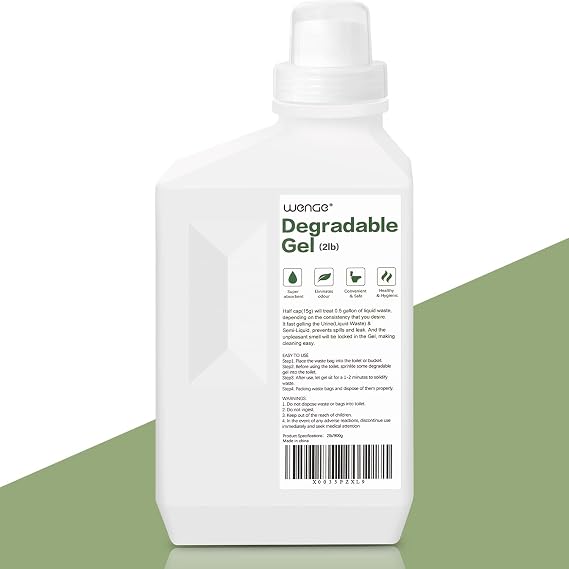 Wenge Urine Super Absorbent Powder Deodorizer, 2LB | Pee Powder for Portable Toilet, Eco Absorbent Gel Liquid Waste Gelling, For Camping, Urinals, Bedside Commodes, Pet Potty etc