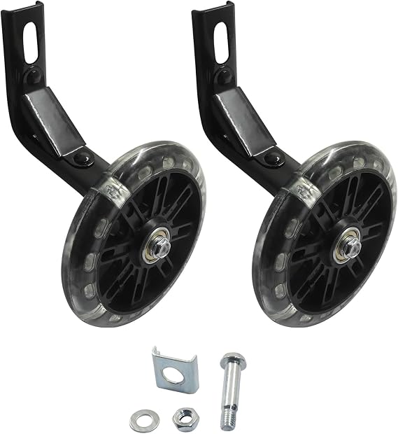 Piutouyar Bicycle Auxiliary Wheel Accessories for 12 Inch Bike, Black+White