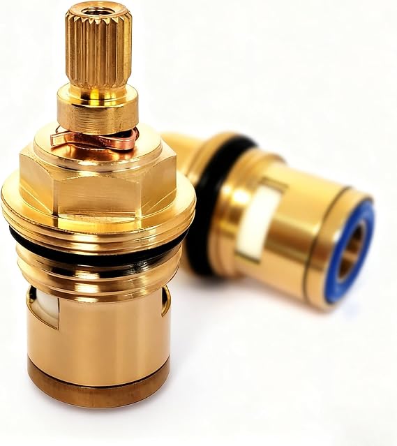 Brass Ceramic Disc Cartridge Replacement 45mm 1/2" Quarter Turn Faucet Valve for Bathroom Kitchen Tap (red and blue)
