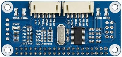 Serial Expansion HAT for Raspberry pi Onboard SC16IS752 2 Channels2-ch UART 8 GPIOs I2C Interface Stackable to 16 Modules to 32-ch UART