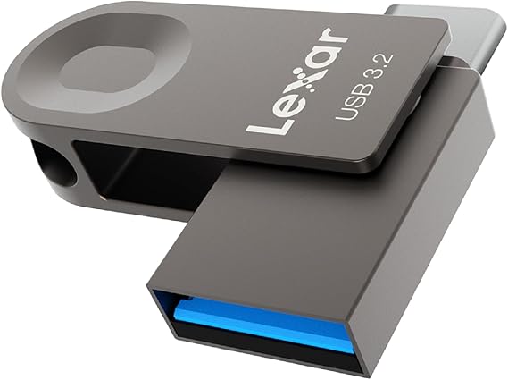 Lexar E32C 64GB Type-C USB Flash Drive, USB-A&USB-C 3.2 Gen 1 Dual Drive OTG 100MB/s Read, Thumb Drive Swivel Design Jump Drive for USB 3.0/2.0, Memory Stick for Android Smartphone, Laptop, PC