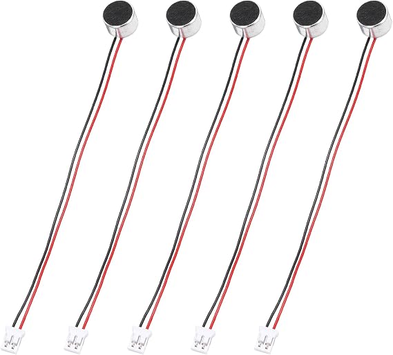MECCANIXITY 10 Pcs Electret Microphone Condenser Pickup, 9.7mm Dia Mini MIC Electret Condenser with 100mm Wire Leads 50dB for Audio, Black