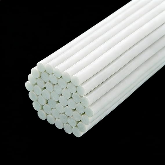 White Fiberglass Rod 1m Solid GFRP Bar Strong Flexible Support Pole 2 Rods per Pack for Garden Plant Stakes Reinforcement DIY Use,1mm