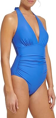 Tommy Hilfiger Womens Stretch Tummy Control Halter Neck One Piece Swimsuit