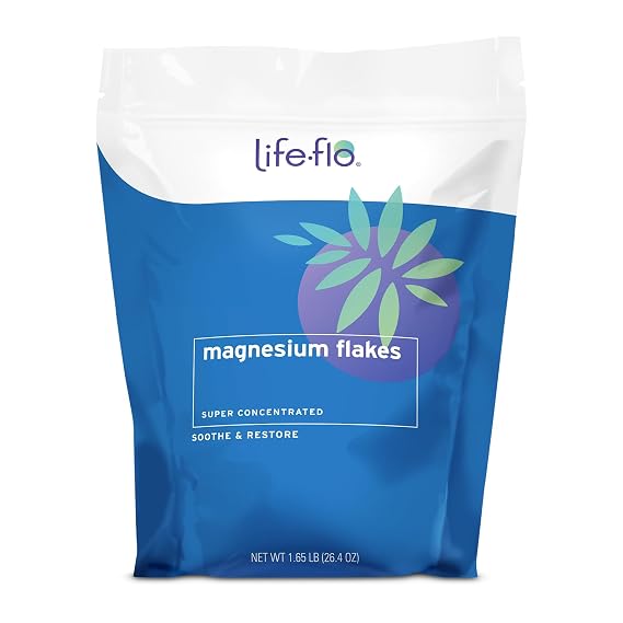 LIFE-FLO Magnesium Bath Flakes, 26.4 oz | Relaxing Bath & Foot Soak, Magnesium Chloride from Ancient Zechstein Seabed, Trace Minerals, Epsom Salt Alternative