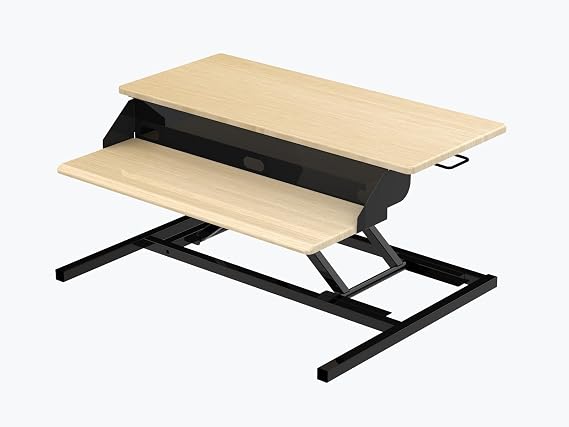 FSE 373-CVTR PRO-WO Two-Tier Pneumatic Standing Desk Converter - White Oak