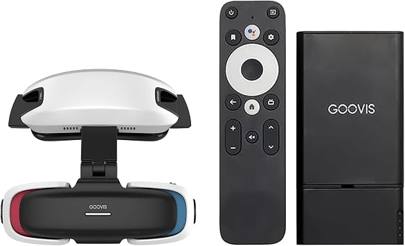 GOOVIS Art XR Head Mounted Display with D4H1 Media Player 110'' FHD Micro-OLED Video Display, Lightweight & Compact, Unobstructed Vision, Works with PC/iPhone16/Android/Gaming Handhelds (White)